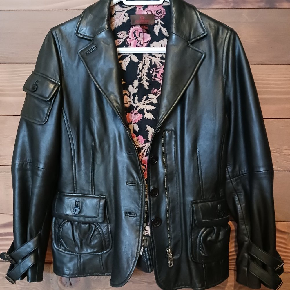 DANIER MOTO Zip up Leather Jacket Butter Soft Supple Black Sz M